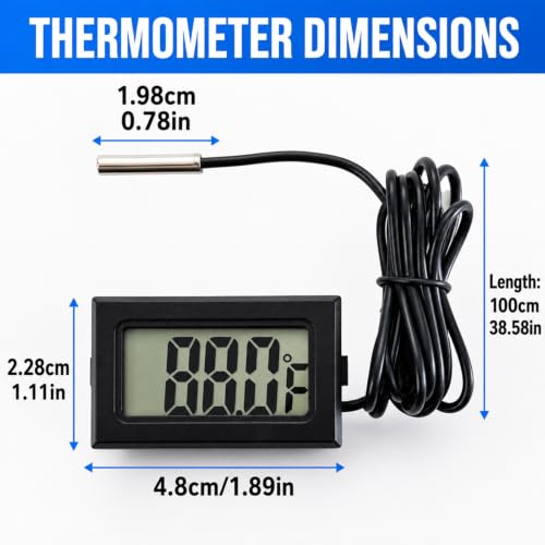 5-Pack Digital LCD Refrigerator Thermometer, Fahrenheit | -50F to 230F range, 0.1 degree resolution, for refrigerator and water temperature monitoring