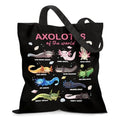 Aesthetic Canvas Tote Bag for Women - with Magnetic Snap Closure & Zipper Inner Pocket Reusable Totes Bag - color: Axolotls1