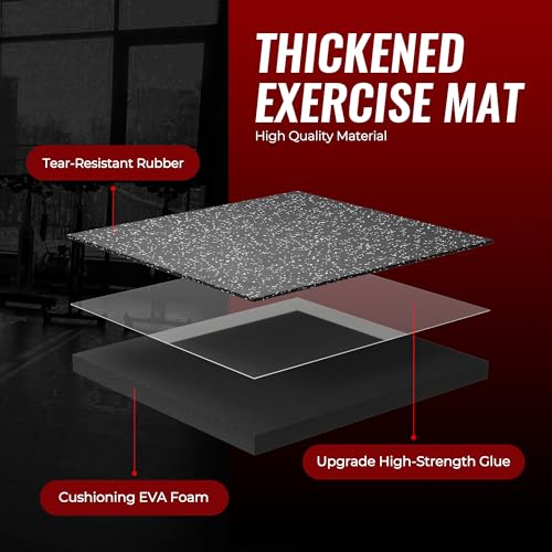 SUPERJARE 0.79'' Extra-Thick Exercise Equipment Mats, 12 Pcs 48 Sq Ft Rubber Top Floor Tiles with High Density EVA Foam, Interlocking Gym Flooring for Home Gym, Workout Mat, Black/Grey - size: 12 Tiles (48 Sq Ft)