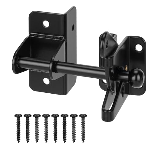 4" Self-Locking Gate Latch for Wooden Fence Gravity Latch, 1pcs | Automatic Heavy Duty Fence Latch, Privacy Door Latches for metal gates, Secure Pool Garden Shed, Black, Normal - size: Normal