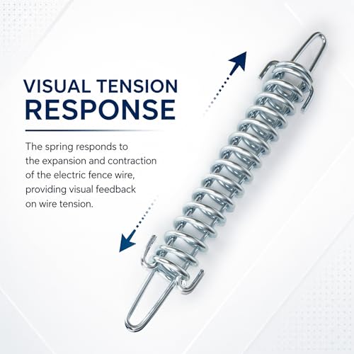 6 Pcs Tension Spring, High Tensile Electric Fence Spring Maintaining Tension, Heavy-Duty Electro-Galvanized for Agricultural Fencing, Silver