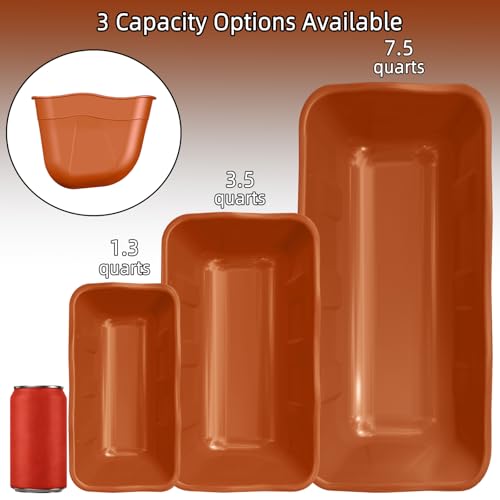 Chicken Feeder Waterer,Hanging Goat Feeders,Feed Trough 3.5 Quart 6 Pack,Hanging Fence Feed Trough for Poultry Livestock,Terracotta - color: Terracotta, size: 3.5 Quart (6 Pack)