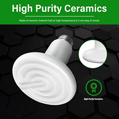 HealSmart Reptile Heat Lamp Bulb Ceramic Heat Emitter 150W No Light Emitting Brooder Coop Heater for Amphibian Pet & Incubating Chicken, White - color: 2 Pcs (White), size: 150 Watts New