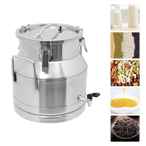 Stainless Steel Milk Can, 20 Liter Seamless Milk Jug Wine Pail Bucket with Spigot 5.28 Gallon Anti-Leak Liquid Storage Container Milk Pail with Sealed Lid Heavy Duty (20L with Spigot) - size: 20L with Spigot