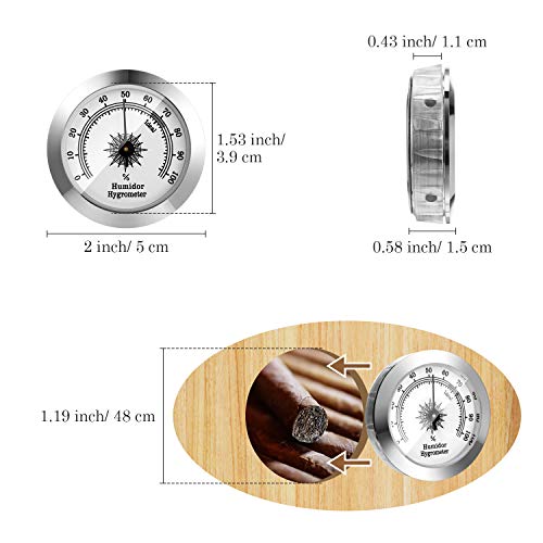 Frienda 2 Pcs Hydrometer 2 Inch Humidity Meter Cigar Humidor Hygrometers | Analog Dial Monitors Humidity, Maintains Optimal Cigar Moisture, Clear Scale , for Humidor Storage Boxes Cabinet Cans - color: Silver, Gold