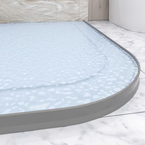 Raycity 3"H Shower Threshold Water Dam, Shower Water Guard, 98 Inch, Gray | Silicone Rubber Water Stopper for Walk in Shower, Water Barrier, Prevent Leaks, Suitable for Bathroom, Kitchen - color: Gray, style: 98 inch
