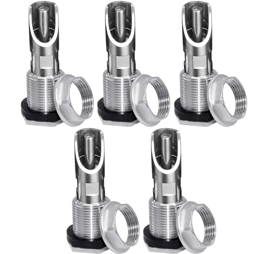 Beduan 304 Stainless Steel Pig Nipple Waterer with 1/2 Female Bulkhead Fittings for Barrel Kit Feeder Automatic Water Drinker Durable Antirust (Set of 5)