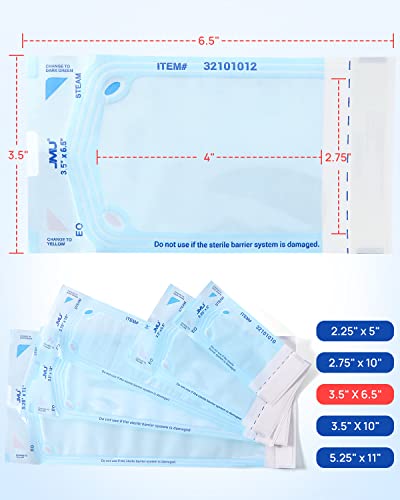 JMU 200 Self Sealing Sterilization Pouch 3.5" x 6.5" for Dental - size: 3-1/2" x 6-1/2"
