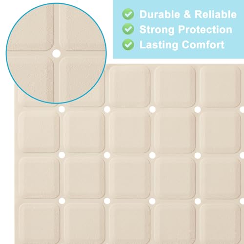 Webos Non-Slip Bath Mat for Tub & Shower：Silicone Foldable Bathtub Mat with Strong Suction Cups, Quick Drain Holes, Machine Washable Extra Large Bathroom Mats 35.8" x 17.7", Beige - color: Beige, size: 35.8" x 17.7" (Rectangular)