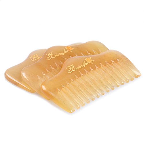 Wide Tooth Hair and Beard Comb, Mini Sheep Horn Comb | No Static, Pocket Size, Detangling, Scalp Massage, Grooming, Wet, Dry, Curl, Hair Brush, for Men and Women