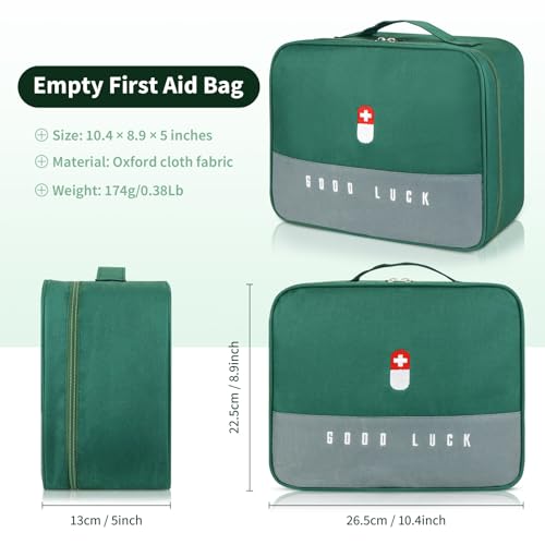 First Aid Bag Empty, Multifunction Emergency Medicine Storage Bag for Outdoor Camping Hiking Travel Emergency (Green)