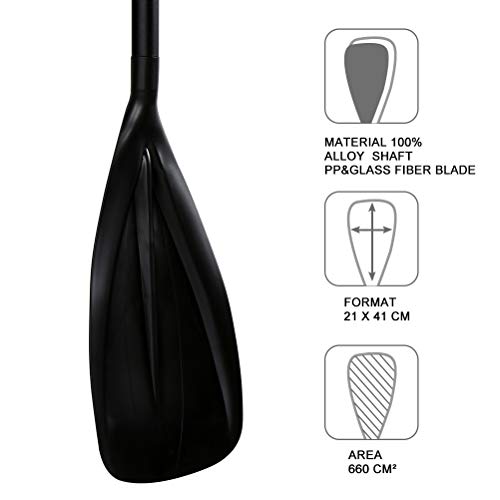 Karltion SUP Paddle - 3-Piece Adjustable Aluminium SUP Paddle with Glass Fiber Blade for Surfing, Floating, Water Sports - color: Black