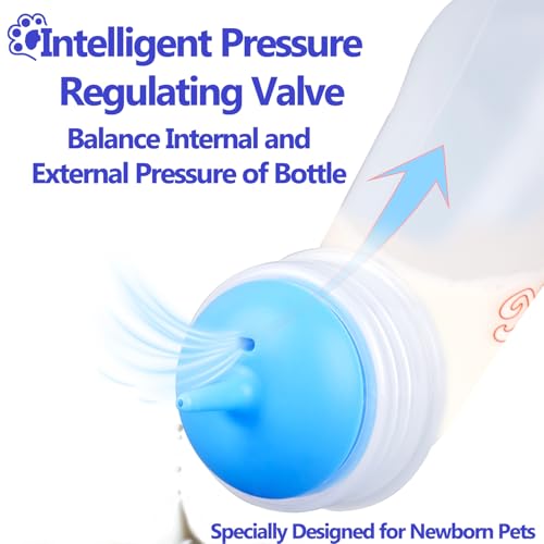 Pet Feeding Bottle and Syringes, 3 Sizes Nipples with Ventilation Valve Resistant Tearing Perfect for Puppies, Kittens, Small Wildlife (Blue) - color: Blue
