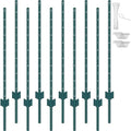 VEVOR 4 Feet U-Channel Metal Fence Post, 10 Pack with 20 Zip Ties & 20 Clips, Sturdy Steel Stakes for Garden Yard, Lawn, Farms and Outdoor Wire Fencing, Green - size: 4 Feet 10 Pack