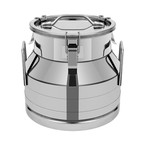 12L/3.17 Gallon Stainless Steel Milk Bucket, Heavy Duty Milk Can with Sealing Lid and Easy-Flow Spigot, Large Liquid Container Storage for Wine, Water, Coffee, Oil Storage, Transport, and Dispensing - size: 12L/3.17Gal