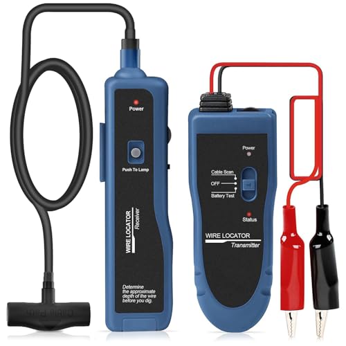 NOYAFA Underground Wire Locator - Circuit Tracer Pet Fence, Electrical, Network & Irrigation Wires, Rechargeable Battery, LED Flashlight, Easy Cable Break Detection, NF-816LS