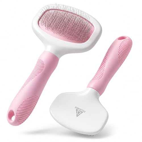 Pink Deshedding Slicker Brush for Long and Short Hair Dogs | Removes Loose Undercoat, Mats and Tangles, Skin Friendly Grooming Comb for Shedding Control on Long and Short Hair - color: Pink