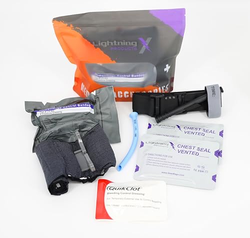 Lightning X Mid-Sized First Responder EMT Bag | LXMB25 | Fully Stocked w/ 248+ First Aid Supplies + Trauma Pak w/C.A.T. Tourniquet & QuikClot - Blue - color: Blue