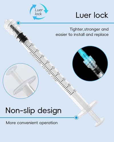 1ml Luer Lock Syringe without Needle - 1cc Plastic Syringes, Sterile, Individually Sealed, Pack of 30 - size: 1ML