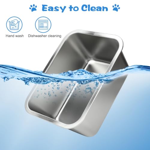YUEPET Outdoor Dog Water Bowl, 2 Gallon Stainless Steel Bowl for Dogs | Outdoor Dog Water Bowl, 2 Gallon Capacity, Food and Water Use, Rounded Corners, Raised Edge, Easy to Clean, XL Dogs - size: 2 Gallons