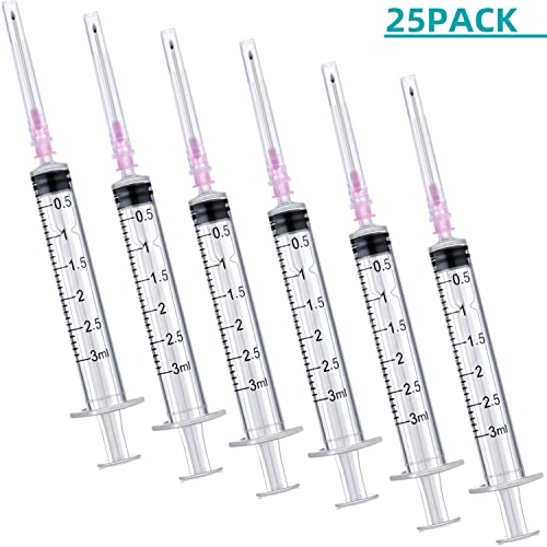 25 Pack 3ml 18Ga Lab Syringe Tools with Measurement, Individually Packed - style: 25 pack - 3ml 18 gauge