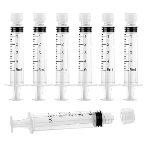5mL Syringes without Needle, Sterile, Individually Wrapped | Luer Lock Syringe with Cap, Accurate Liquid Measurement for Lab Use and Home Care, 10 Pack - style: 5ML