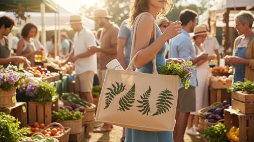 KAF Home Jute Market Tote Bag with Handles (Fern) - color: Fern