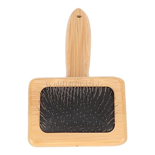 Fockety Sheepskin Wool Brush, Macrame Slicker Comb Pet Slicker Brush with Wood Handle, Removing Shedding and Dirt, All Hair Types, Cats, Dogs, Fabric Care Enthusiasts, All Ages - size: S