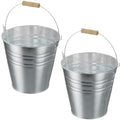 DUNCHATY 4 Gallon Galvanized Ice Bucket 2 Pack - Large Metal Beverage Tub with Wood Handles for Parties, Weddings, Beer, Wine & Champagne - 13" x 13" x 12" Rustproof Cooler - color: Ice-buckets 2P