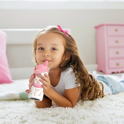 SANDJEST Ballet Kid 12oz Water Bottle with Straw Lid - 2-Pack Insulated Stainless Steel Water Bottles for Kids Girls - Travel Cup for School Sports - color: Ballet + Ballet (2 Pack)