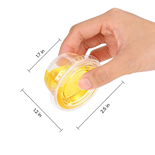 Clear Disposable Plastic Portion Cups with Leakproof Lids | 2 Oz, 100 Sets | BPA Free, Recyclable Jello & Dipping Sauce Cups - style: 2 OZ