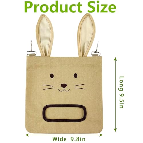Rabbit Hay Feeder Bag - Hanging Rabbit Hay Feeder for Rabbits, Guinea Pigs and Chinchillas, Moss and Alfalfa Hay (Khaki) - color: Khaki, size: One Size