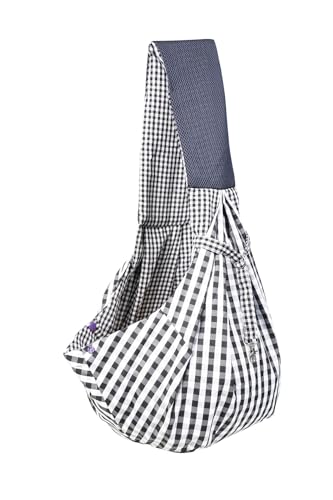 CYBERNOVA Small Pet Dog Cat Sling Carrier for 3-15lbs, with Pocket,Hand-Free Pet Bag Dog Cat Puppy Carry Bag for Travel and Walking Outdoor (Black and White Grid) - color: Black and White Grid