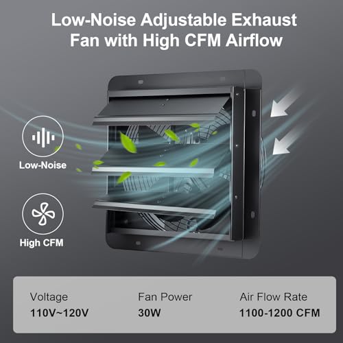 GROWNEER Solar Powered Exhaust Fan, 30W Solar Panel+12" High Speed Solar Powered Fans with Power Adapter, Waterproof Solar Fan with Bracket for Shed, Chicken Coop, Greenhouse, Attic - style: 12 Inch with Solar Panel
