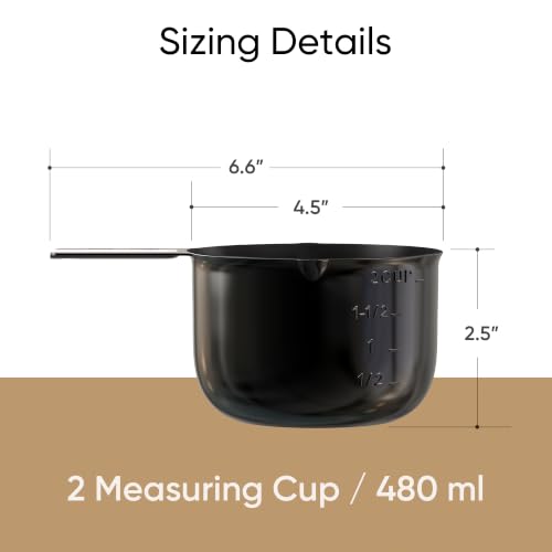 Color Up 2 Cup Measuring Cup, 480ml Black Stainless Steel Metal Measuring Scoop, Easy-Pour Spouts, Engraved Markings, for Dry & Liquid Ingredients - size: 2 Cup (480 ml) Black