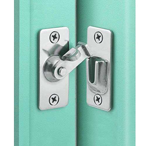 MINI Size 90 Degree Door Latch Sliding Screen Door Latch Barn Door Lock Hasp Latch Clasp Lock Pocket Door Locks and Latches | Quick-Access Locking for Privacy in Bathroom, Toilet, RVs & Small Spaces, Left Or Right Application, 304# Stainless Steel - color