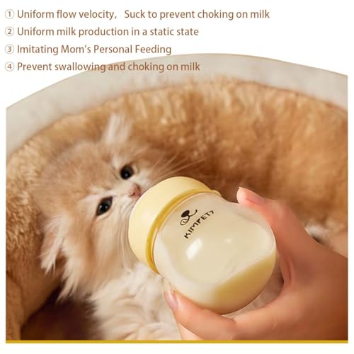 Silicone Kitten Nursing Bottle - Feeding Bottle with Nipples for Newborn Kittens, Puppies, & Small Animals, Milk Feeding Supplies for Baby Pets, Yellow & Green Feeder - color: green