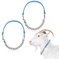 Misdary 2 Pcs Goat Show Collars, Adjustable 14"-24" Iron Chain Halter for Sheep, Horses, Dogs, Cows & Calves, Farm Animal Supplies Accessories Animal Lovers Gift (14'',Blue) - color: Blue