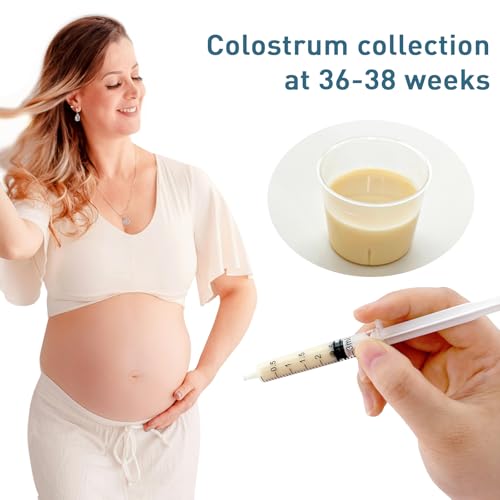 50 Sets 3mL Colostrum Syringes with Caps,Colostrum Collector kit | 50PCS 3mL Sterile Syringe, 50 Labels, 5 Storage Bags and 1 Measuring Cup