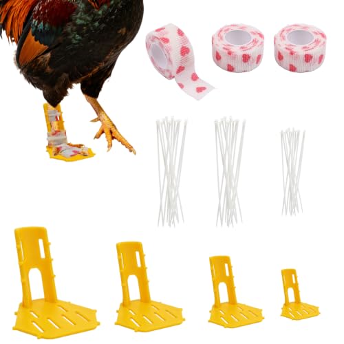 4 Sizes Poultry Leg-Splint Set, Leg Support for Injured Chicken, Goose, Duck - color: Yellow And White