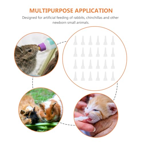 POPETPOP 40 Pack Silicone Pet Nursing Nipples, Cat Pacifiers Replacement | Bottle Nipples for Kitten, Puppy, Bunny and Small Animals Milk Feeding, Pet Feeder Nipples (Pointed)