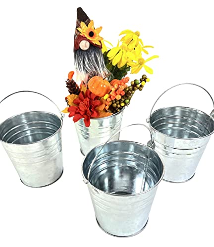 Regent 4 Metal Buckets 5 inch X 5 inch Galvanized Pail with handles for Wedding Decorations,Centerpieces for Party,Garden Planters
