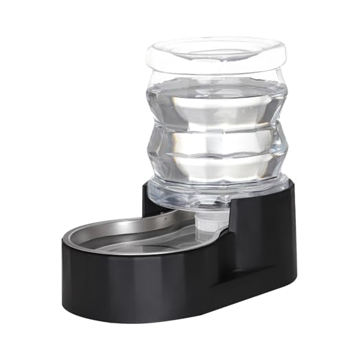 RIZZARI 4L Gravity Cat Water Dispenser:Spill Resistant for Apartments | No Filter Required/Leak-Resistant Design/Easy to Refill,Easy to Clean/Stable Anti-Tip Base/Food-Grade Materials - color: Jet Black, size: 4L