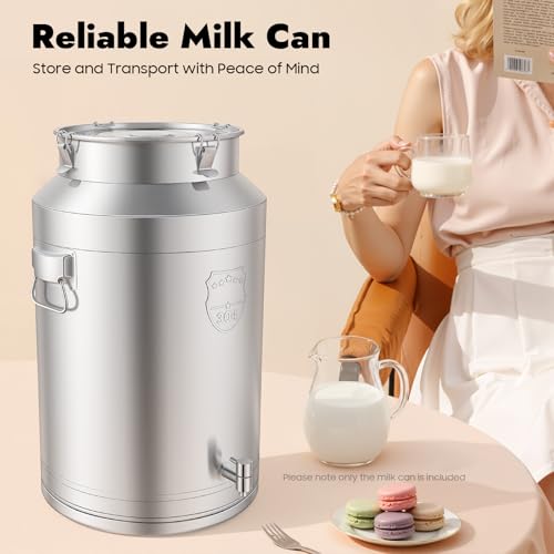 76L/20.08Gallon Stainless Steel Milk Can with Faucet, Heavy Duty Milk Bucket Milk Jug Wine Pail Bucket Bottle Liquid Container Storage Milk Container for Grain Wine Liquid,Stainless Steel Sealed Tank