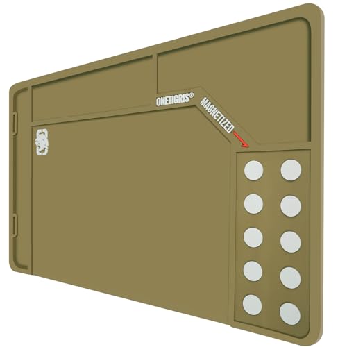 OneTigris Gun Cleaning Mat, Gun Mat | Rifle Pistol Gun Mat, with 10 Magnetic Dots, Non-Slip, Oil Resistant - color: Brown, size: Small