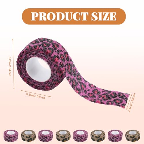 8 Pack Leopard Print Thimble Tape Set, Brown & Pink Self-Adhesive Finger Protection Wrap for Hand Sewing Custom Moldable Craft Guard with Tear-by-Hand Convenience - color: Leopard