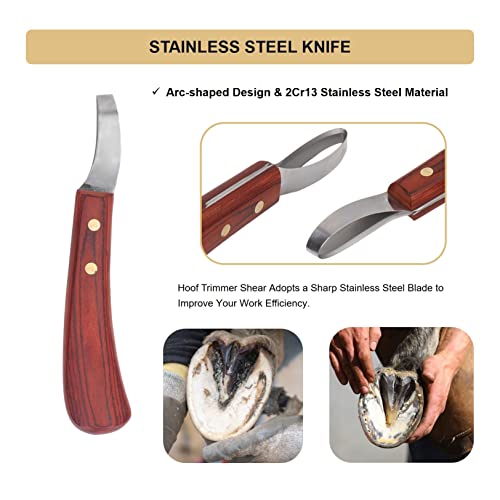 KUIDAMOS Hoof Knife for Horses, Double Edged Hoof Trimming Knife Hoof Trimmers with Cattle Horse Farrier Tools with Handle Farrier Hoof Loop Knife Farrier Supplies for Cutting