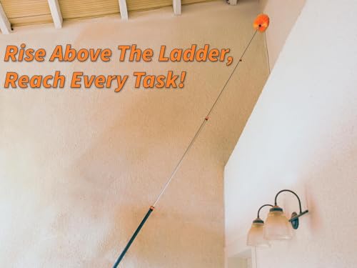 30 Foot High Reach Duster Kit with 5-24 ft Extension Pole for Cleaning | High Ceiling Dusting & Window Cleaning Kit with Telescopic Pole, Window Washer Squeegee, Cobweb Duster, Fan & Feather Dusters - size: 24 feet