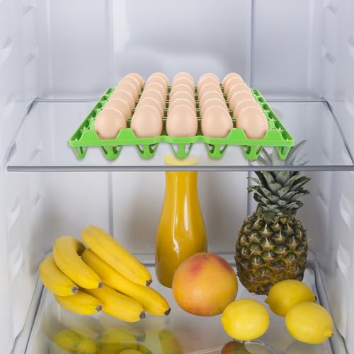 DAJAVE 12 Pack Plastic Egg Tray, Egg Crates 30-Eggs Flats for Home Chicken Farmers, Stackable Eggs Cartons Flats for Packing, Storage, Shipping Fresh (Green) - color: Green