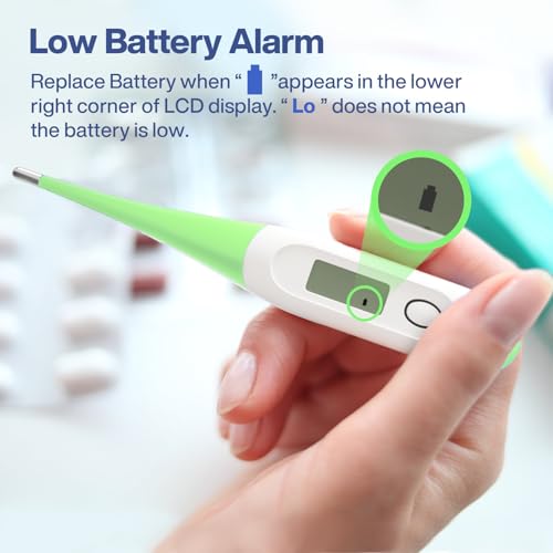 Boncare Digital Thermometer for Adults, Kids & Babies, Light Green | Accurate & Safe Oral and Rectal Thermometer with 10-Second Reading and Fever Alarm - color: Light Green
